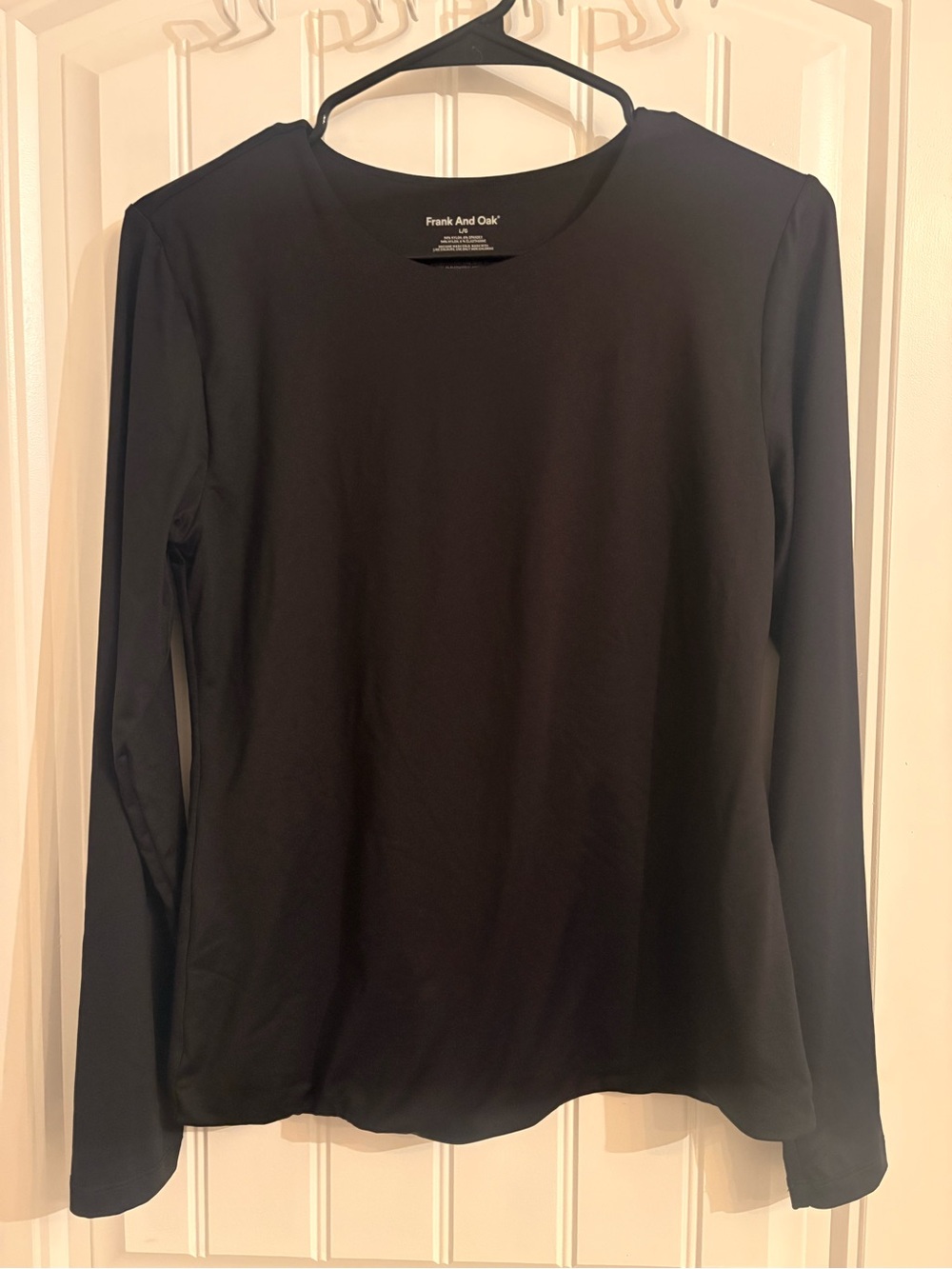 Frank & Oak Black Long Sleeve Contour Crewneck Top - Large